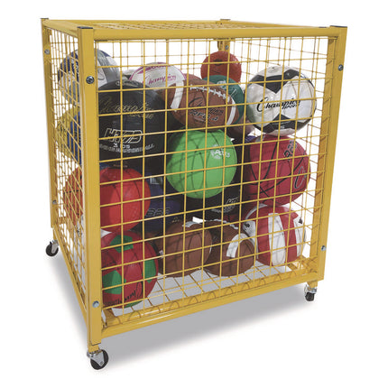 Half Size Lockable Ball Locker, Metal, 132 lb Capacity, 29 x 27 x 31, Yellow