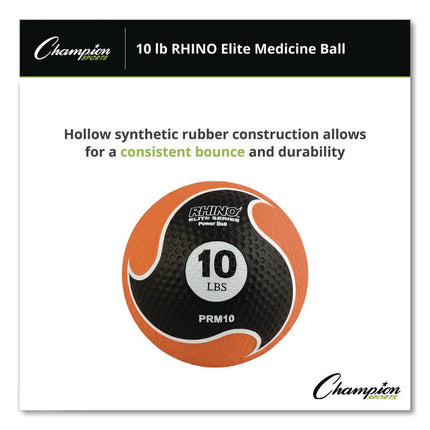 Rhino Elite Medicine Ball, 10 lb, Orange