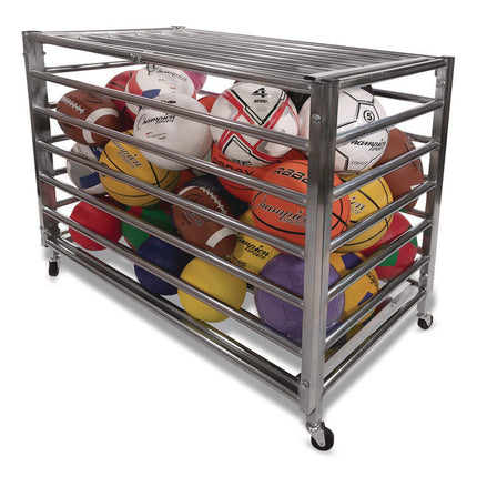 Heavy Duty Lockable Ball Locker, Metal, 132 lb Capacity, 24 x 42 x 30, High-Polish Black