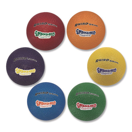 Rhino Skin Super Squeeze Playground Ball Set, 7.5" Diameter, Assorted Colors, 6/Set