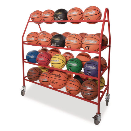 Deluxe Pro Ball Cart, Metal, 176 lb Capacity, 18.5 x 51 x 54, Red