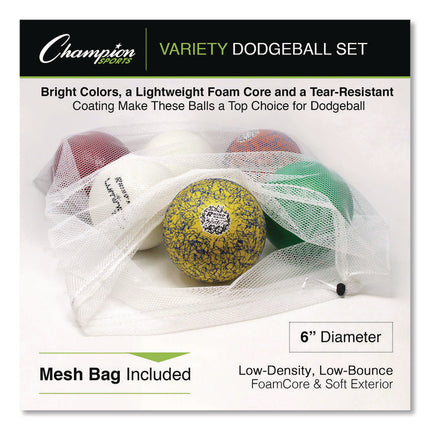 Rhino Skin Variety Dodgeball Set, 6.3" Diameter, Luminous/Spider/ThermoGrip, 6/Set
