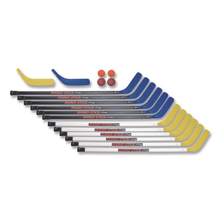 43" Rhino Stick Hockey Set, 12 Sticks/2 Pucks/2 Balls/2 Extra Blades