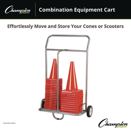 Combination Equipment Cart, Metal, 132 lb Capacity, 16 x 32 x 48, Silver