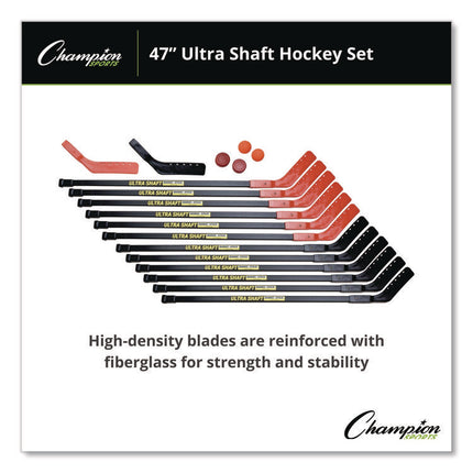 Ultra Shaft Hockey Set, Twelve 47' Hockey Sticks/Two Pucks/Two Balls/Two Extra Blades