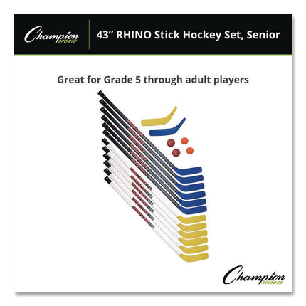 43" Rhino Stick Hockey Set, 12 Sticks/2 Pucks/2 Balls/2 Extra Blades