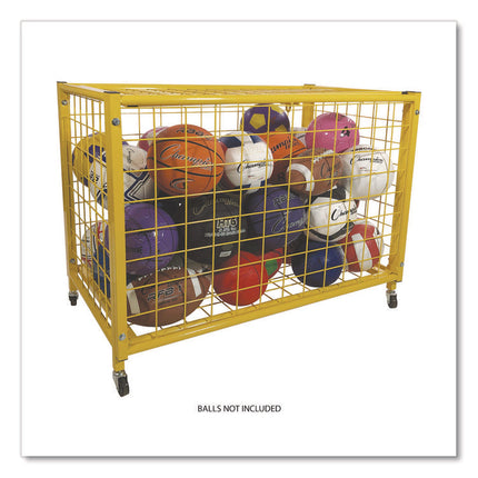 Full Size Lockable Ball Locker, Metal, 132 lb Capacity, 24 x 42 x 29.75, Yellow