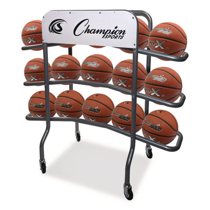 3-Tier Pro Basketball Rack, Metal, 220 lb Capacity, 8 x 60 x 48, Silver