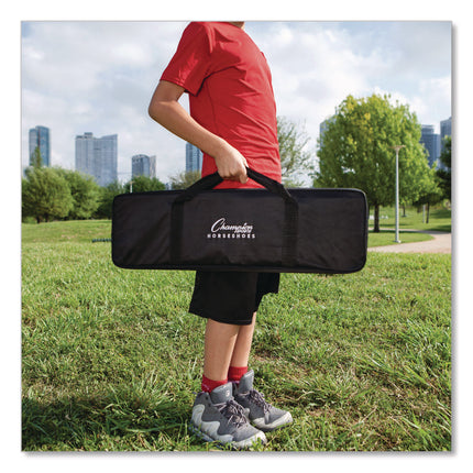 Deluxe Horseshoe Tournament Set, 4 Horseshoes/2 Stakes/Carry Bag/Rule Sheet