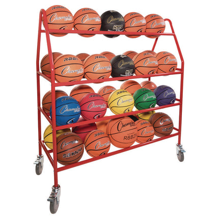 Deluxe Pro Ball Cart, Metal, 176 lb Capacity, 18.5 x 51 x 54, Red