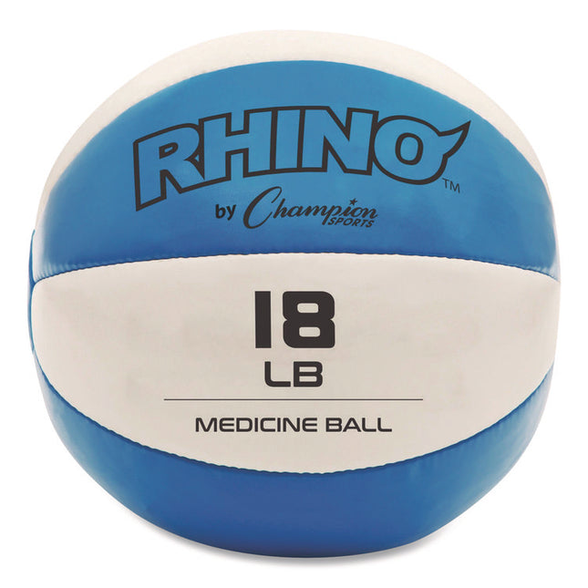 Rhino Leather Medicine Ball, 18 lb, Teal/White