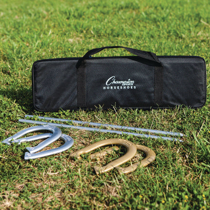 Deluxe Horseshoe Tournament Set, 4 Horseshoes/2 Stakes/Carry Bag/Rule Sheet