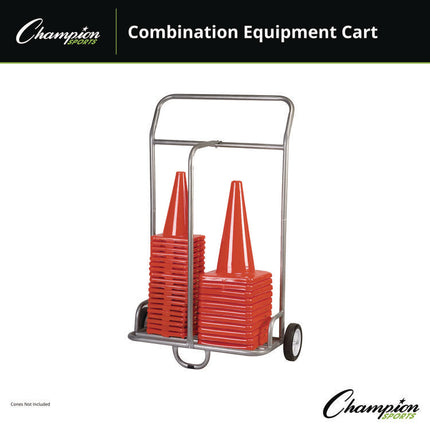 Combination Equipment Cart, Metal, 132 lb Capacity, 16 x 32 x 48, Silver