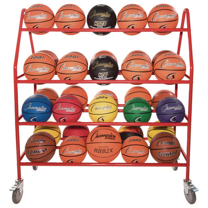 Deluxe Pro Ball Cart, Metal, 176 lb Capacity, 18.5 x 51 x 54, Red