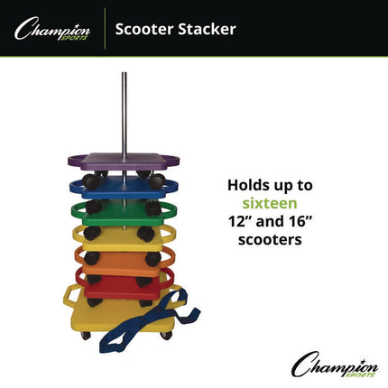 Scooter Stacker, Plastic, 176 lb Capacity, 21 x 16 x 39, Silver/Yellow