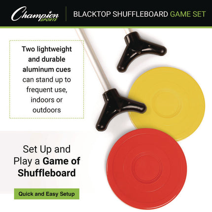 Economy Shuffleboard Set, 15-ft Court, Four 51" Cues, Eight Discs