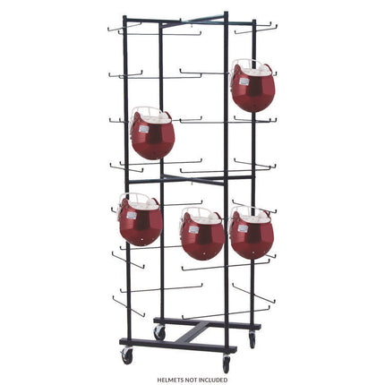 56 Football Helmet Rolling Rack, 26" x 28" x 81", Black