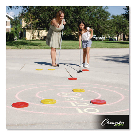 Economy Shuffleboard Set, 15-ft Court, Four 51" Cues, Eight Discs