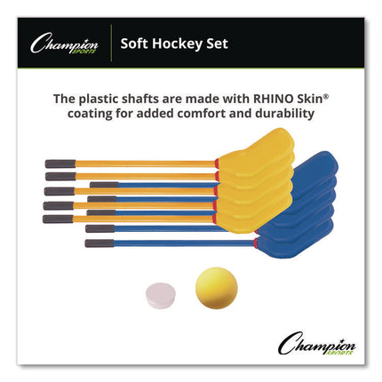 Rhino Soft Hockey Set, 30" Long, (10) Sticks/7" Ball/4" Puck