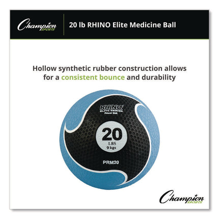 Rhino Elite Medicine Ball, 20 lb, Blue