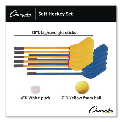 Rhino Soft Hockey Set, 30" Long, (10) Sticks/7" Ball/4" Puck