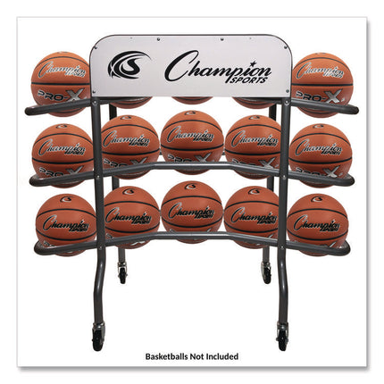 3-Tier Pro Basketball Rack, Metal, 220 lb Capacity, 8 x 60 x 48, Silver