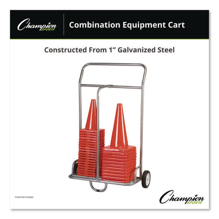 Combination Equipment Cart, Metal, 132 lb Capacity, 16 x 32 x 48, Silver