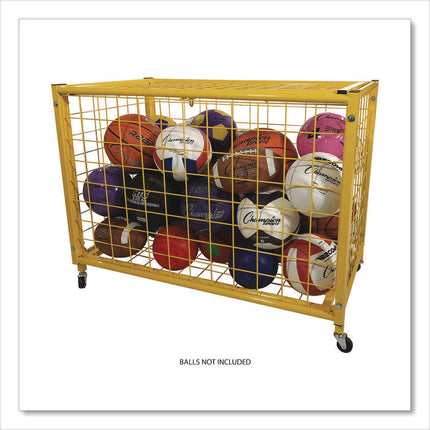 Full Size Lockable Ball Locker, Metal, 132 lb Capacity, 24 x 42 x 29.75, Yellow