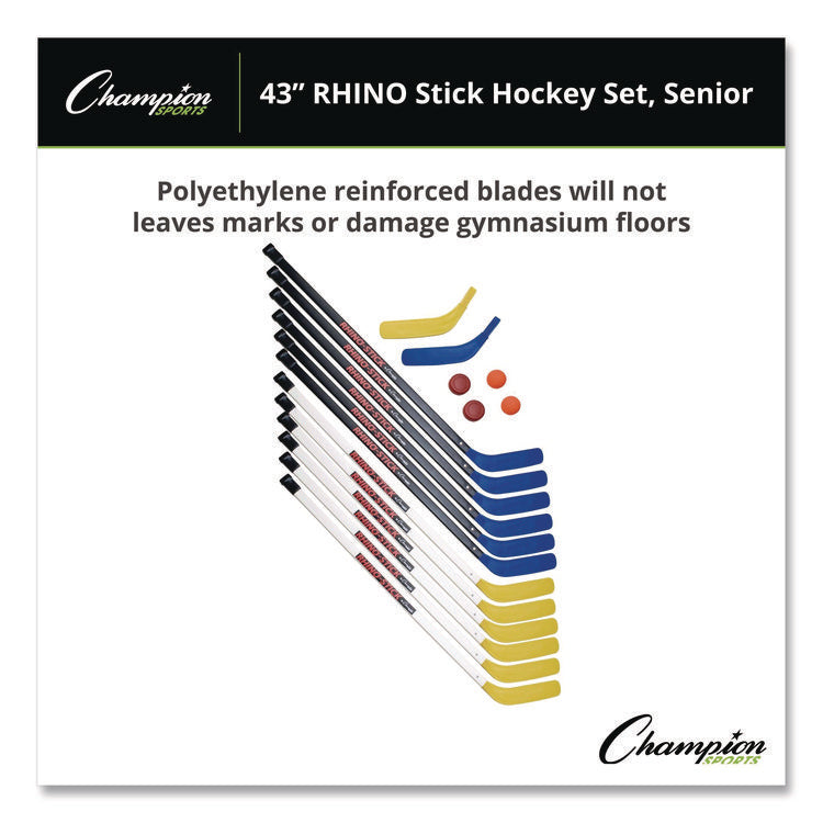 43" Rhino Stick Hockey Set, 12 Sticks/2 Pucks/2 Balls/2 Extra Blades