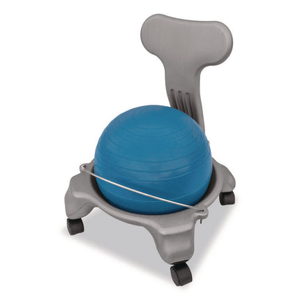 Kid's Ball Chair, Supports Up to 264 lb, 12.5" Seat Height, Blue Seat, Silver Base