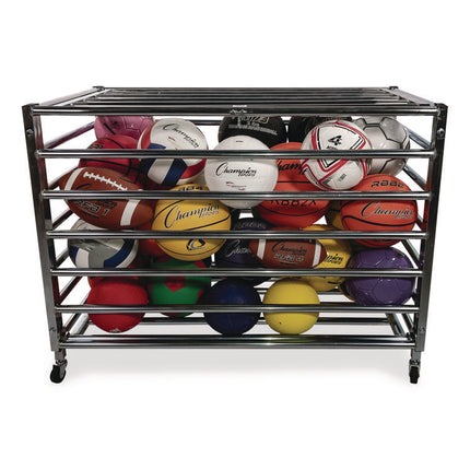 Heavy Duty Lockable Ball Locker, Metal, 132 lb Capacity, 24 x 42 x 30, High-Polish Black