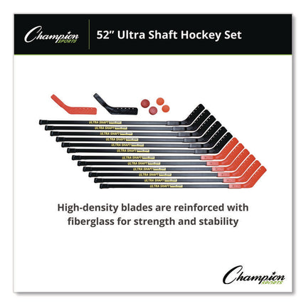 Ultra Shaft Hockey Set, Twelve 52" Hocket Sticks/Two Balls/Two Pucks/Two Extra Blades