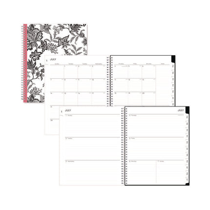 Analeis Create-Your-Own Cover Weekly/Monthly Planner, Floral, 11 x 8.5, White/Black/Coral, 12-Month (July to June): 2024-2025