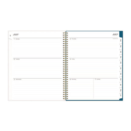 Bakah Blue Academic Year Weekly/Monthly Planner, Floral Artwork, 11 x 8.5, Blue/White Cover, 12-Month (July-June): 2024-2025