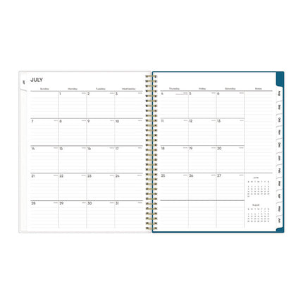 Bakah Blue Academic Year Weekly/Monthly Planner, Floral Artwork, 11 x 8.5, Blue/White Cover, 12-Month (July-June): 2024-2025