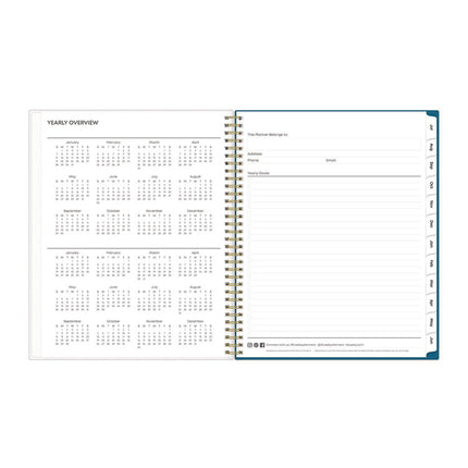 Bakah Blue Academic Year Weekly/Monthly Planner, Floral Artwork, 11 x 8.5, Blue/White Cover, 12-Month (July-June): 2024-2025