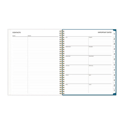 Bakah Blue Academic Year Weekly/Monthly Planner, Floral Artwork, 11 x 8.5, Blue/White Cover, 12-Month (July-June): 2024-2025