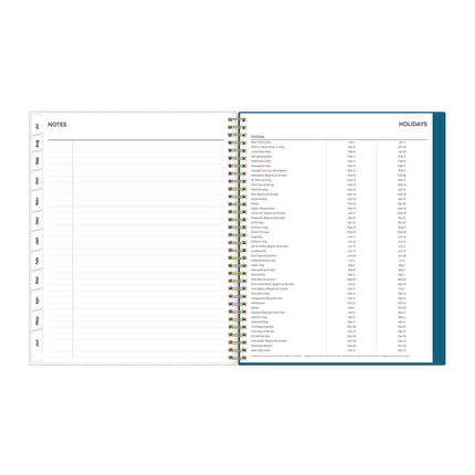 Bakah Blue Academic Year Weekly/Monthly Planner, Floral Artwork, 11 x 8.5, Blue/White Cover, 12-Month (July-June): 2024-2025