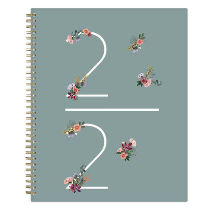 Greta Academic Year Weekly/Monthly Planner, Floral Artwork, 11.5 x 8, Green Cover, 12-Month (July-June): 2024 to 2025