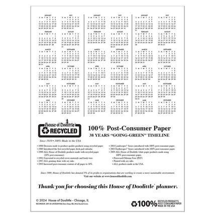 100% Recycled Deco Days Monthly Planner, 11 x 8.5, Black/Gold Cover, 12-Month (Jan to Dec): 2025