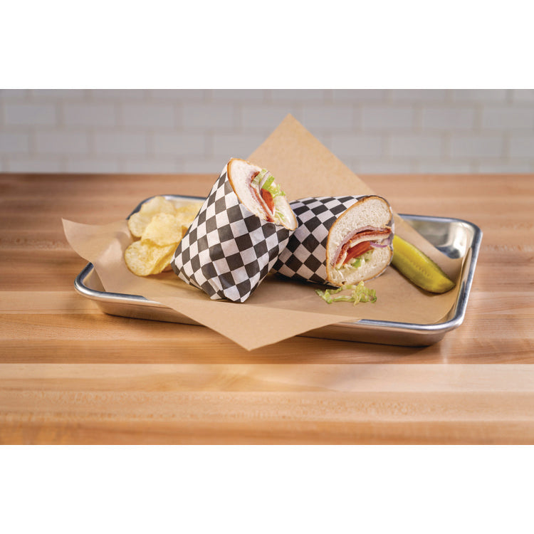 Grease-Resistant Food Wrap, 12 x 12, Black Check, 5,000/Carton