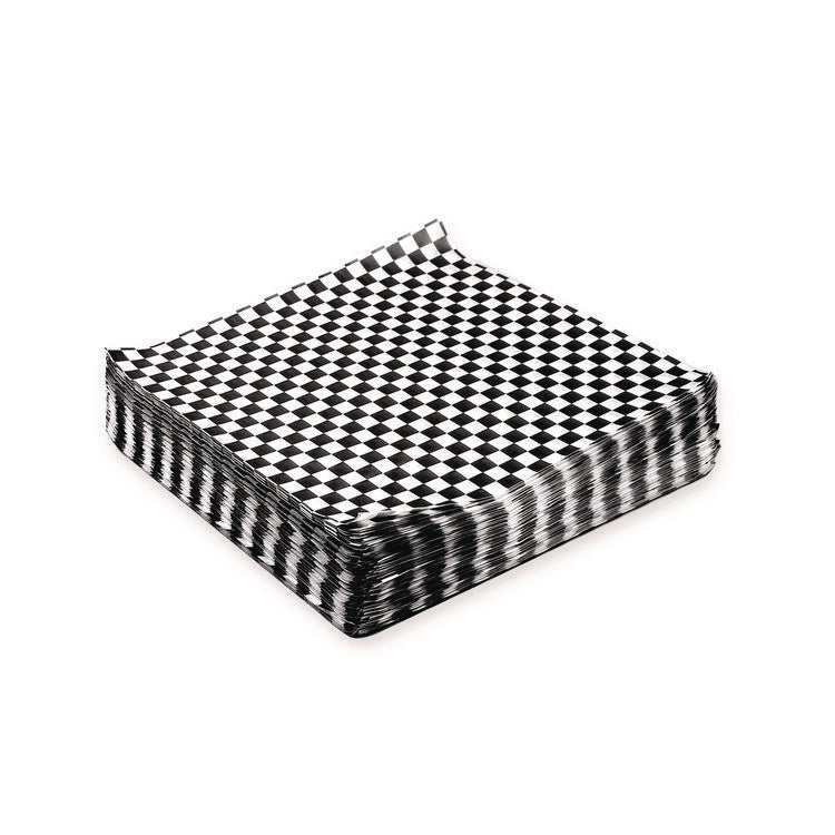 Grease-Resistant Food Wrap, 12 x 12, Black Check, 5,000/Carton