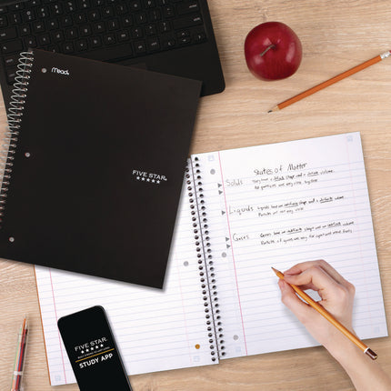 Wirebound Notebook, 1-Subject, Wide/Legal Rule, Black Cover, (100) 10.5 x 8.63 Sheets