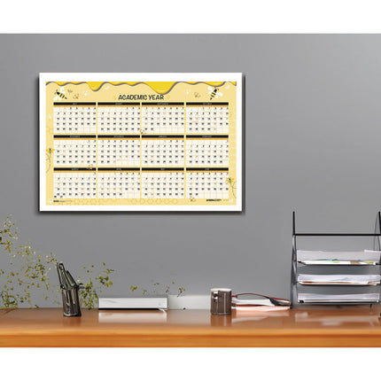 100% Recycled Academic Honeycomb Laminated Wall Calendar, 24 x 37, Tan/Yellow Sheets, 12-Month (July-June): 2024 to 2025