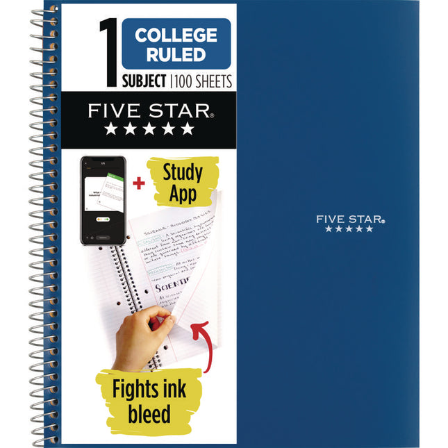 Wirebound Notebook, 1-Subject, Medium/College Rule, Blue Cover, (100) 11 x 9.13 Sheets