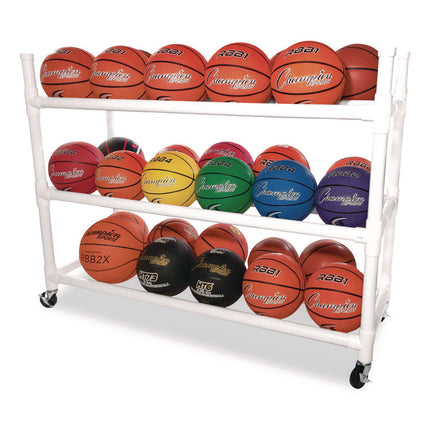 30 Basketball Heavy-Duty Cart, Heavy-Duty Plastic, 176 lb Capacity, 19 x 55 x 45, White