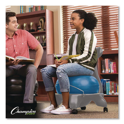 Kid's Ball Chair, Supports Up to 264 lb, 12.5" Seat Height, Blue Seat, Silver Base