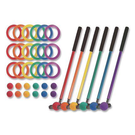 Mini Golf Set, 12 Balls/6 Putters/18 Rings/3 Target Holes