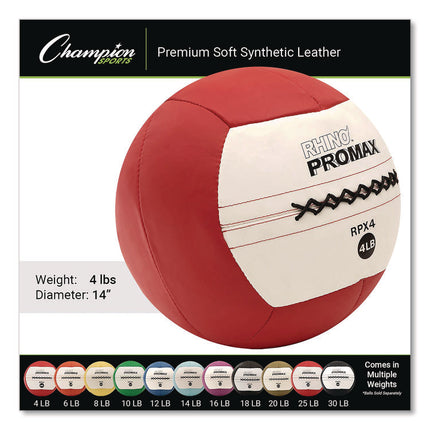 Rhino Promax Medicine Ball, 4 lb, Red
