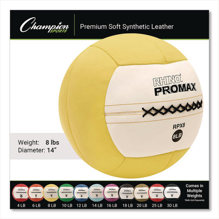 Rhino Promax Medicine Ball, 8 lb, Yellow